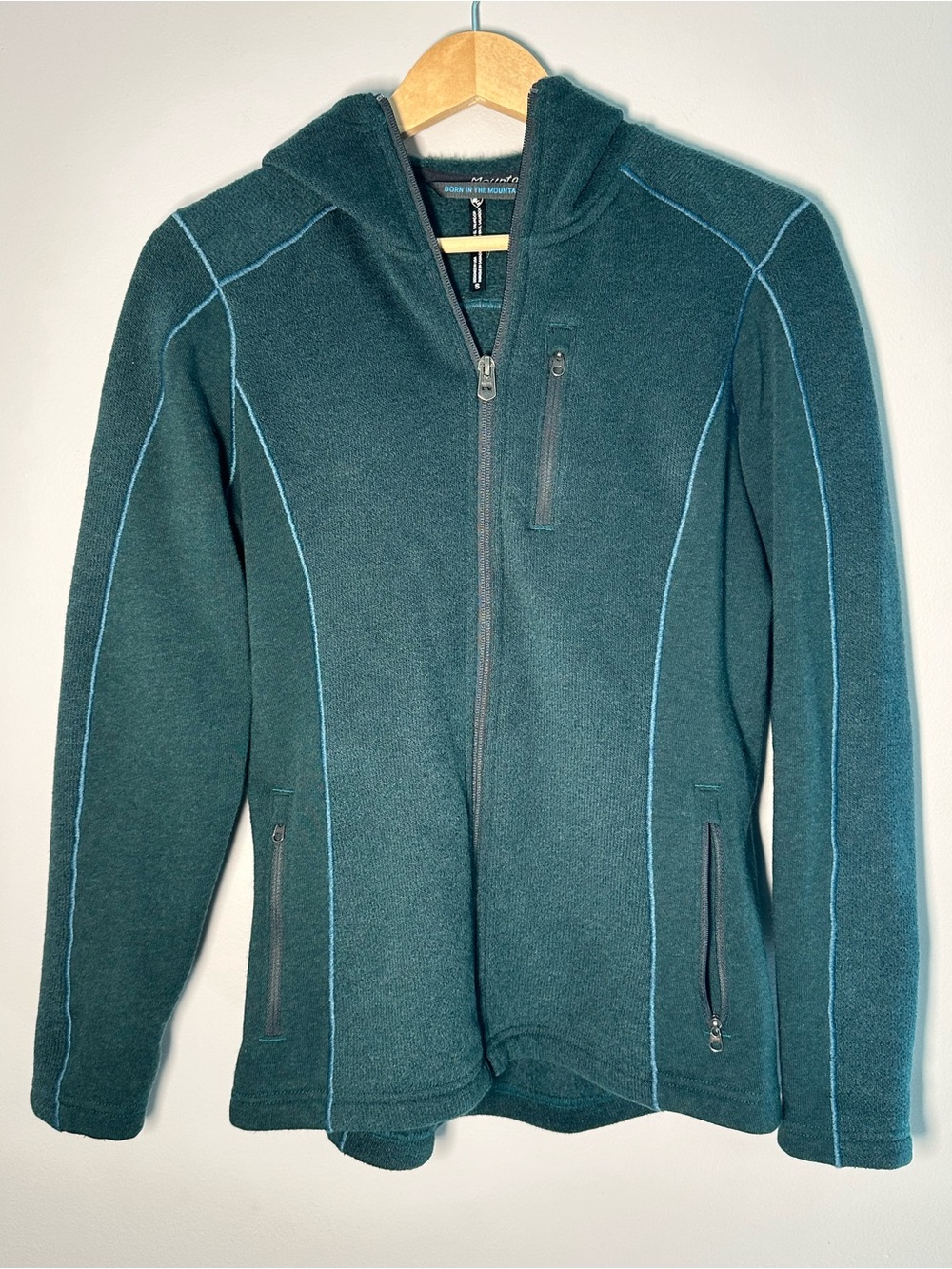 Kuhl Green/Blue Full Zip Hooded Fleece Jacket Small